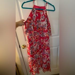 Kenzie Pink floral midi dress. Size 10